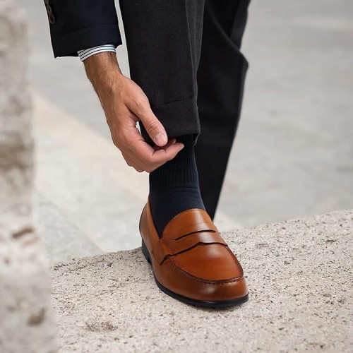 Men’s Handcrafted Genuine Leather Penny Loafers – Classic Brown