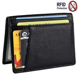 Men’s Slim Genuine Leather RFID Blocking Minimalist Wallet